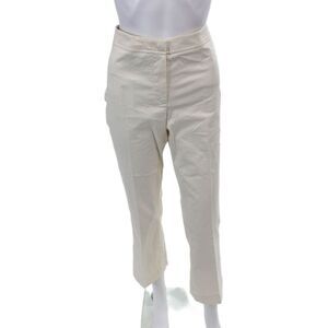 Sharis Womens Creased Straight Leg Khaki Pants White Cotton Size EUR 48